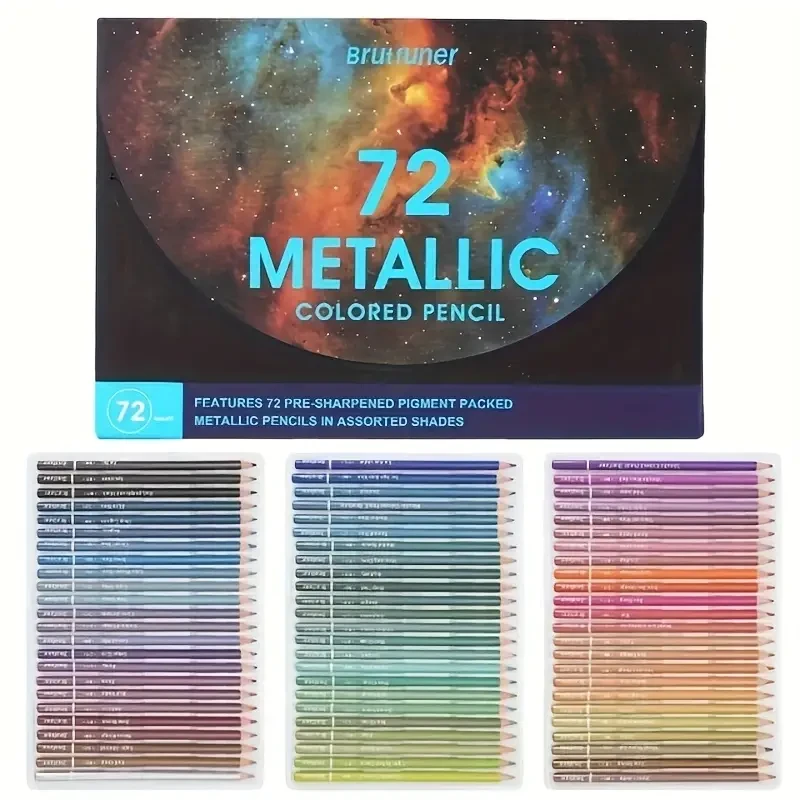 Brutfuner 72-Color Metallic Pencil Set  Vibrant, Smooth & Artistic