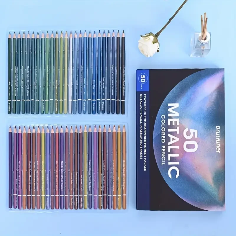 Brutfuner 72-Color Metallic Pencil Set  Vibrant, Smooth & Artistic