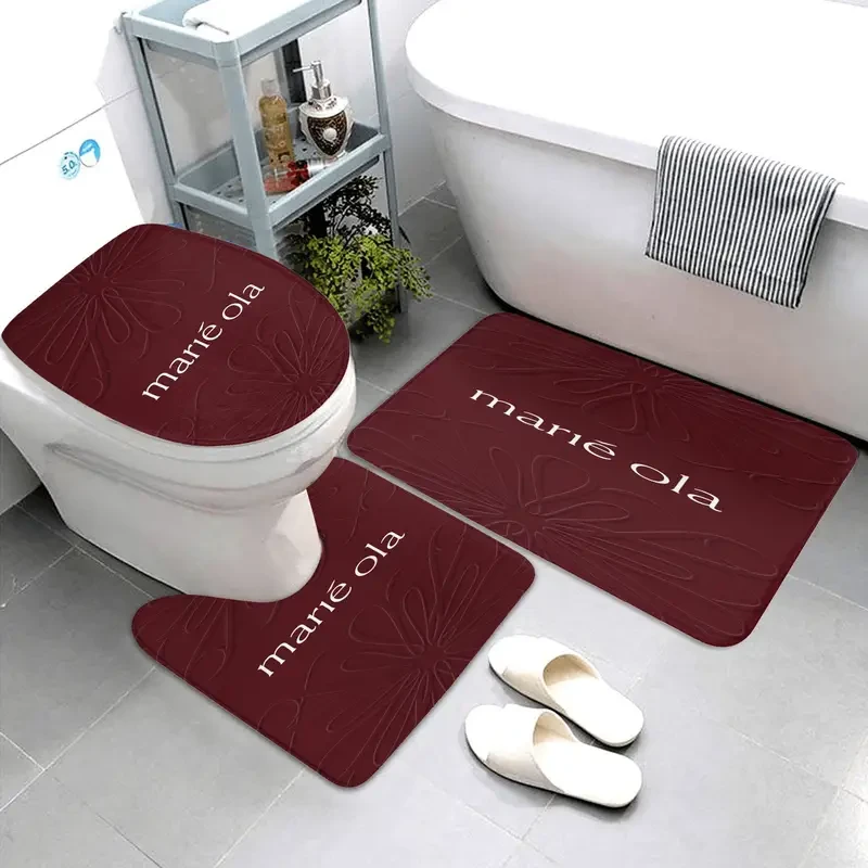 Marie Ola Themed Set  Three-Piece Bathroom Floor Mat Set  Absorbent and Comfortable Bathroom Mats