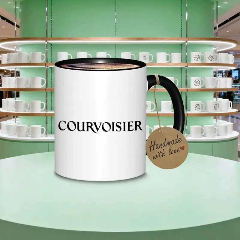 1pc Courvoisier Logo Ceramic Coffee Mug Stylish French Design Tea/Coffee Cup for Office and Gifts