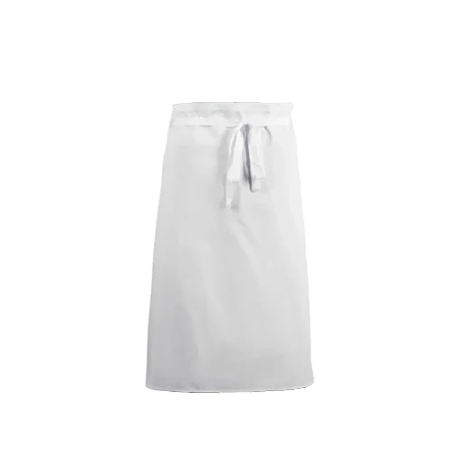 Polycotton Short Half Waist Apron (White)