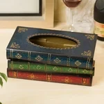 Creative Retro Wooden Book Shape Tissue Box