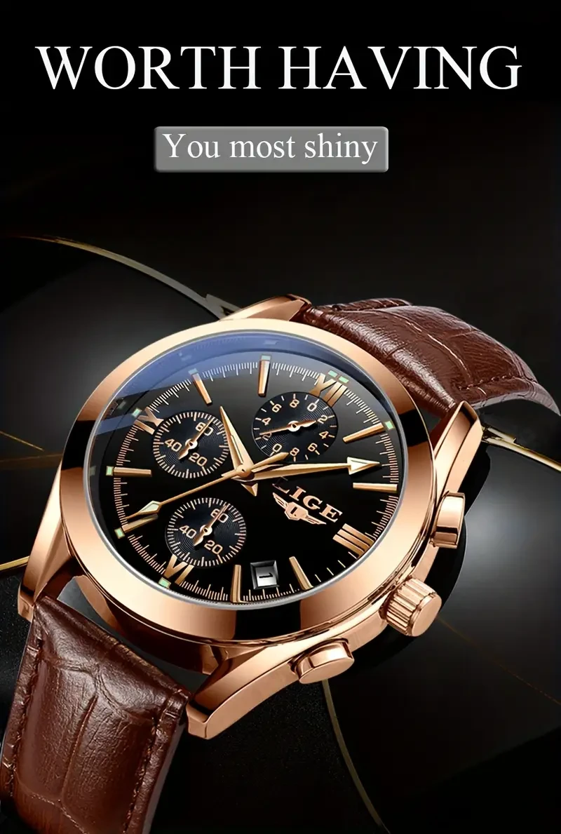 LIGE Watch Luxury Casual Quartz Wristwatch for Men The Best Choice for Gifts
