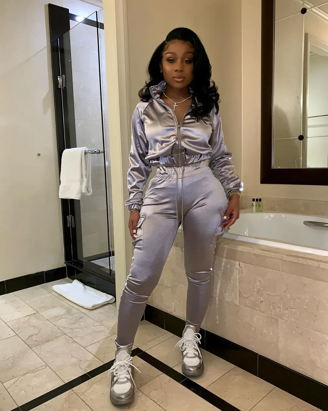 Womens Metalic Rave Outfit Set