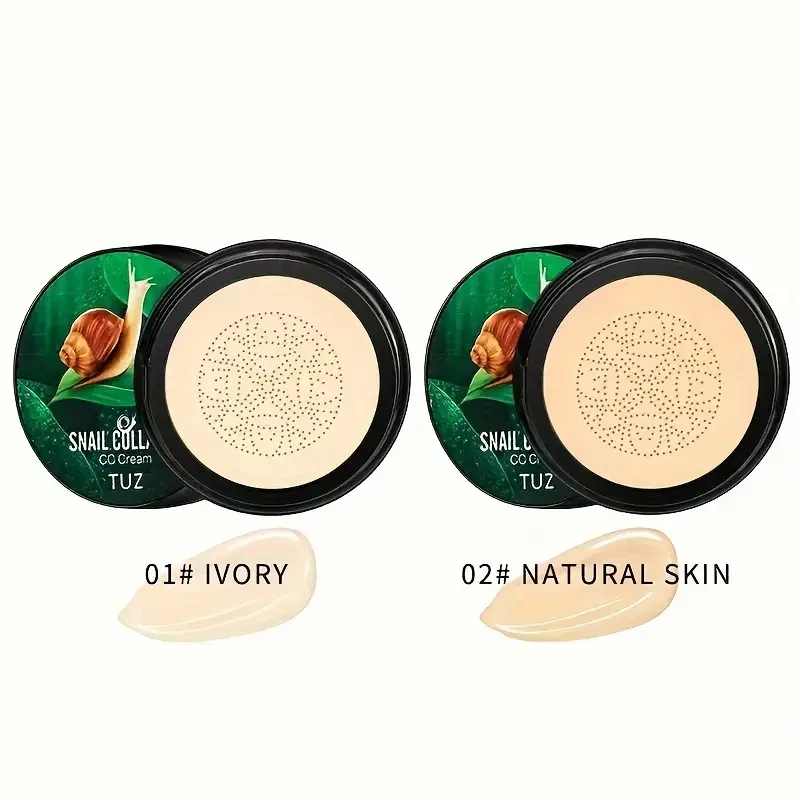 1pc Snail Collagen CC Cream Long-Lasting, Waterproof Foundation with Moisturizing Effect for All Skin Types