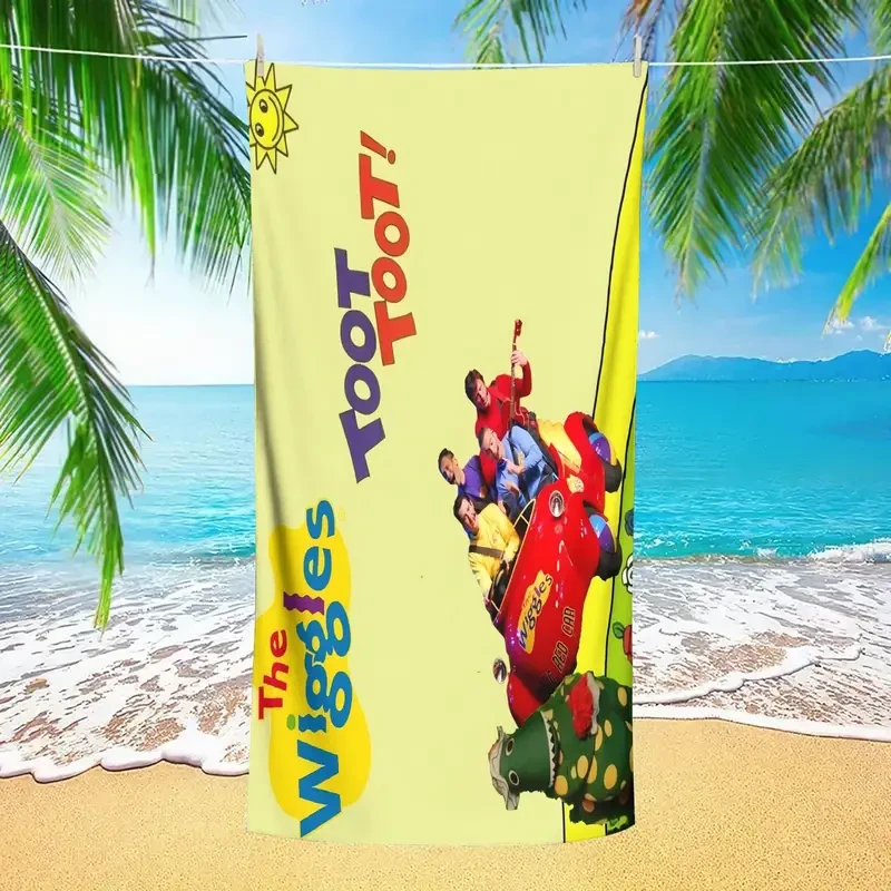 The Wiggles Official Character Beach Towel & Storage Bag 2-in-1 Foldable Design for Swimming, Travel, and Outdoor Fun