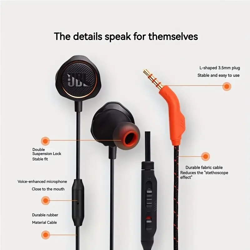 Q50 In-Ear Wired Headphones with Microphone  Quantum Gaming Headphones with Surround Sound for Mobile Phones, Tablets, and Laptops