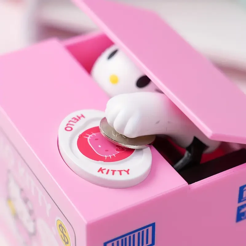 Sanrio Hello Kitty & Kuromi Cute Cat Bank Coin Storage  Creative Money-Stealing Design for Office, Desk, and Home
