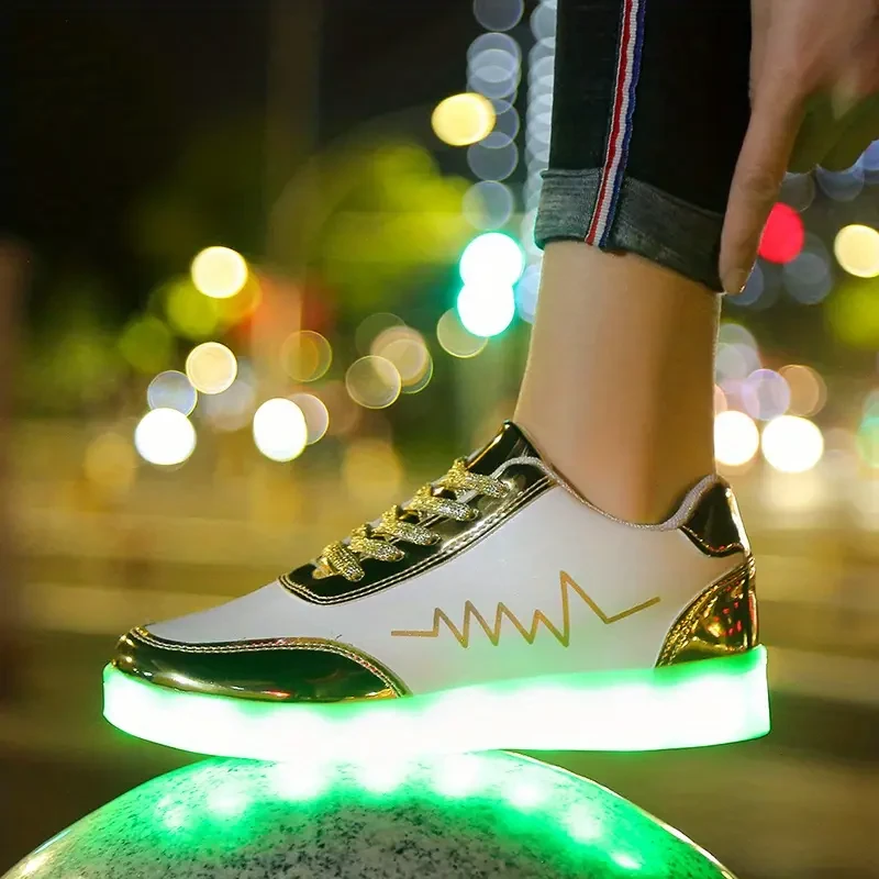 Colorful Glowing Charging Shoes for Men & Women  Luminous Ghost Step Dance Shoes for Street Dance and Casual Wear