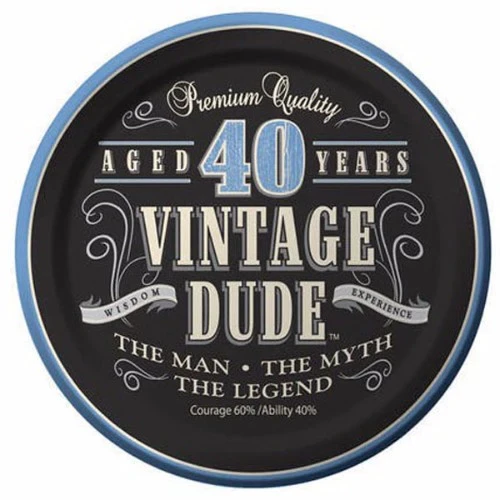Vintage Dude 40th Birthday Luncheon Plates - Pack of 8