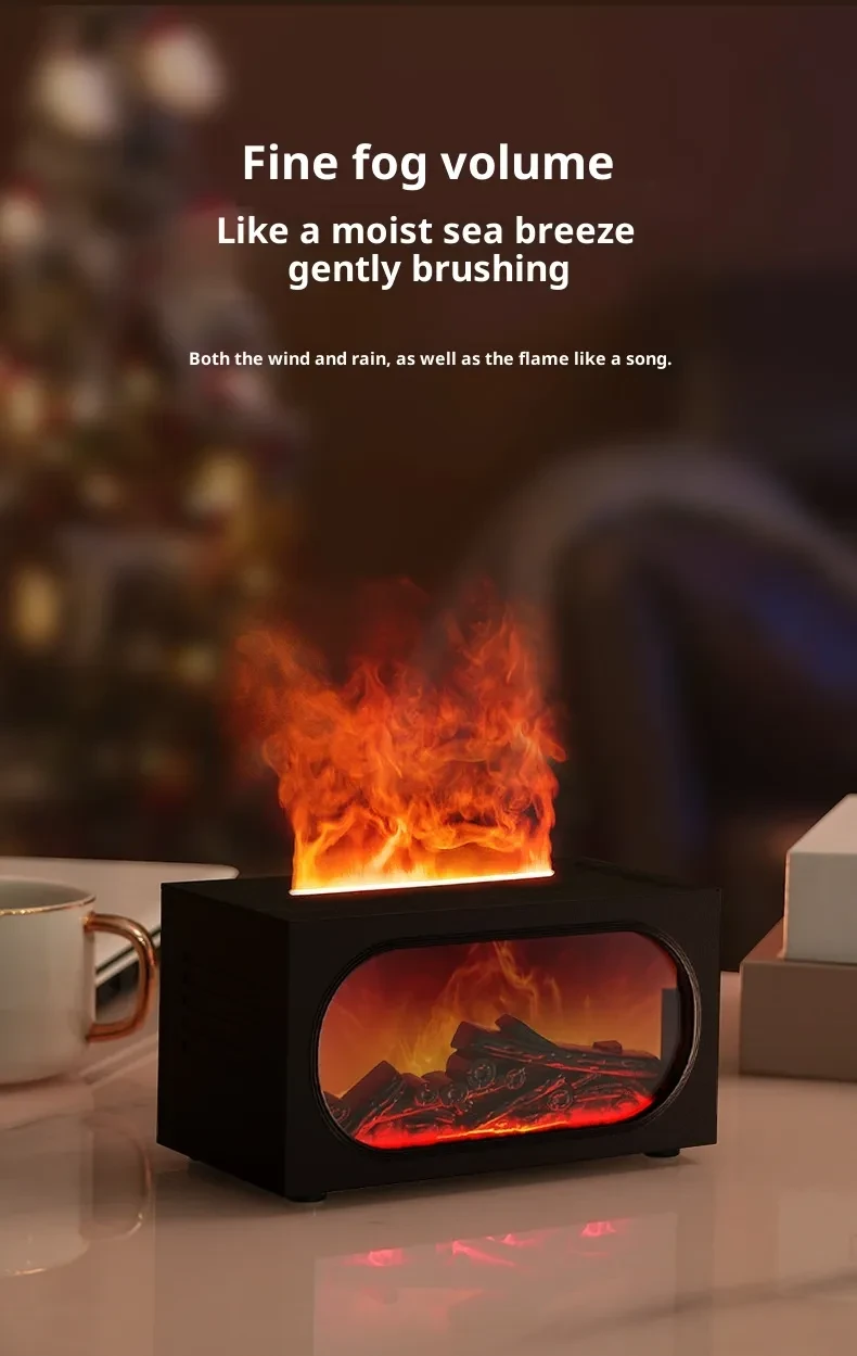 Fireplace Aroma Diffuser Desktop Colorful Simulation Flame Humidifier