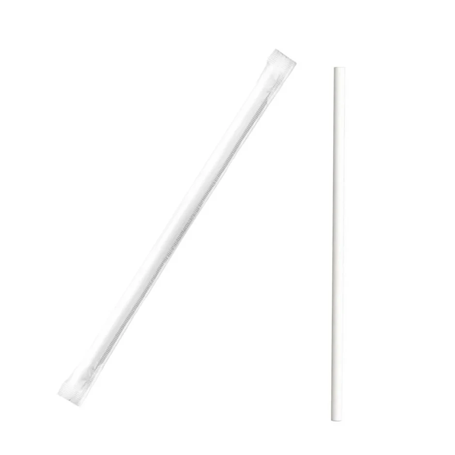 Paper Straight Straws Wrapped (White) 250pcs