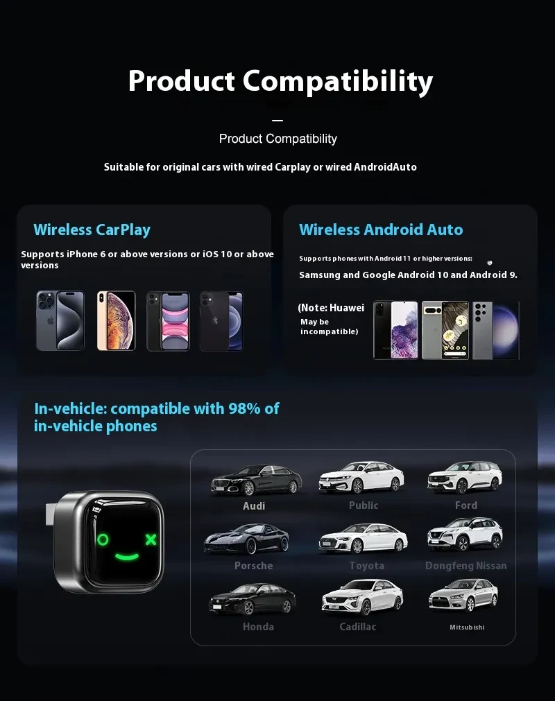 Wireless Carplay Box Lying Plug Android Auto Car-mounted Adaptor