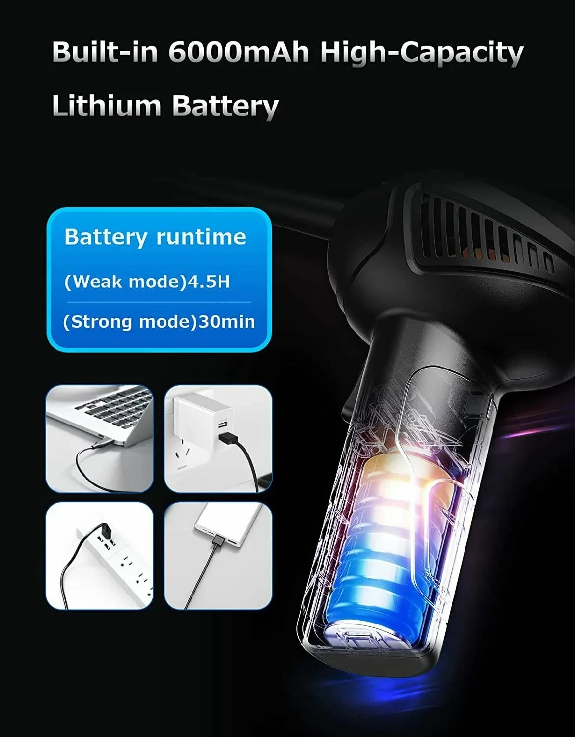 Rechargeable Air Duster Electric Cleaner Cleaning Blower For Car-PC-Keyboard-Pet