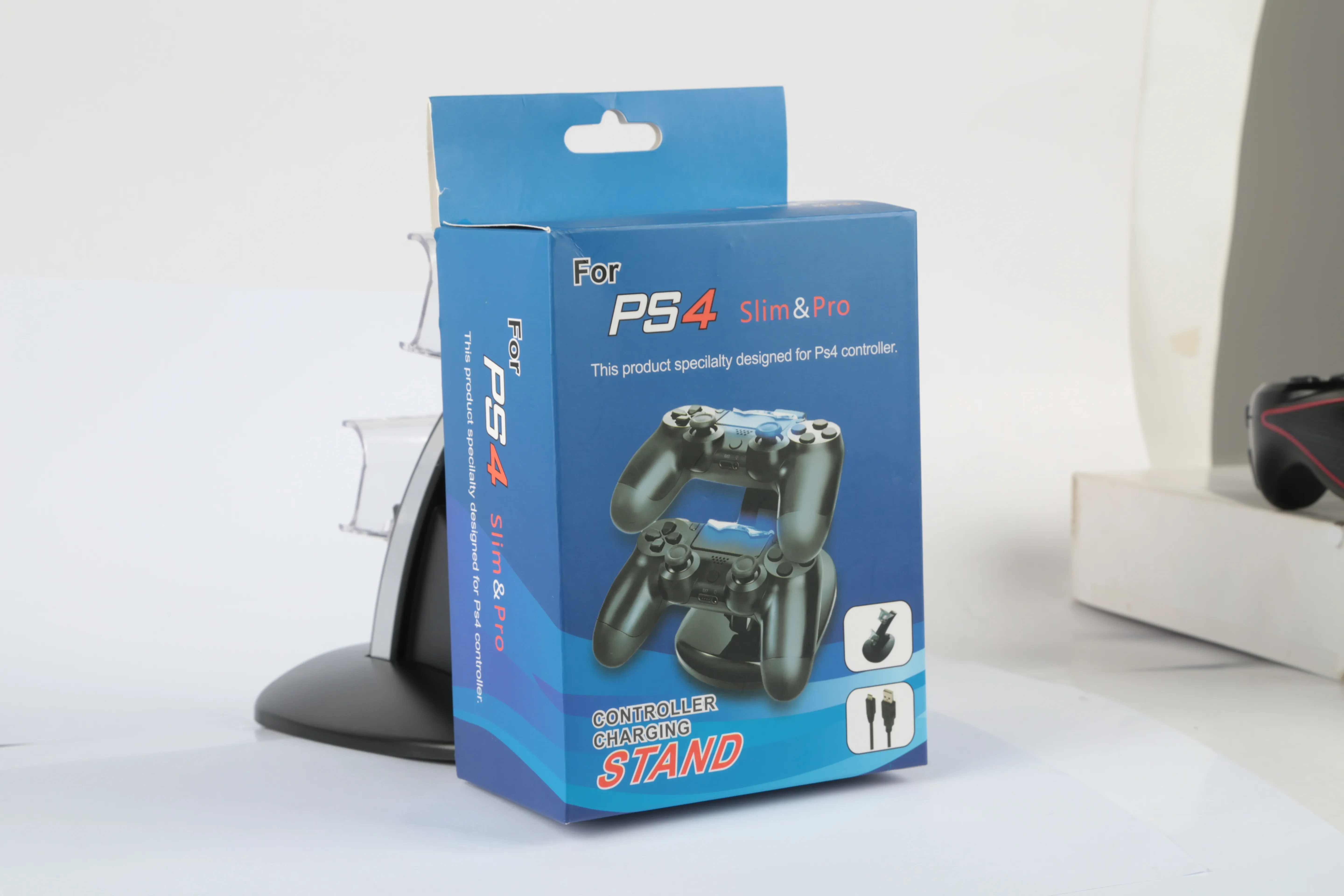 Charging Dock Station Dual Micro USB Charger Stand For PS4 Pro-PS4 Slim Gamepad Controller Handle Charging Station With Blue Indicator Game Lovers