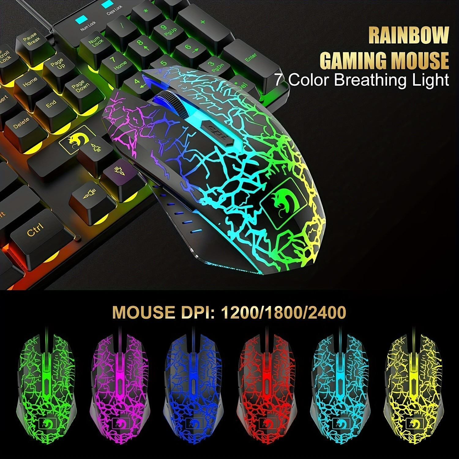 Wired Gaming Keyboard and Mouse Combo 5-in-1 Set