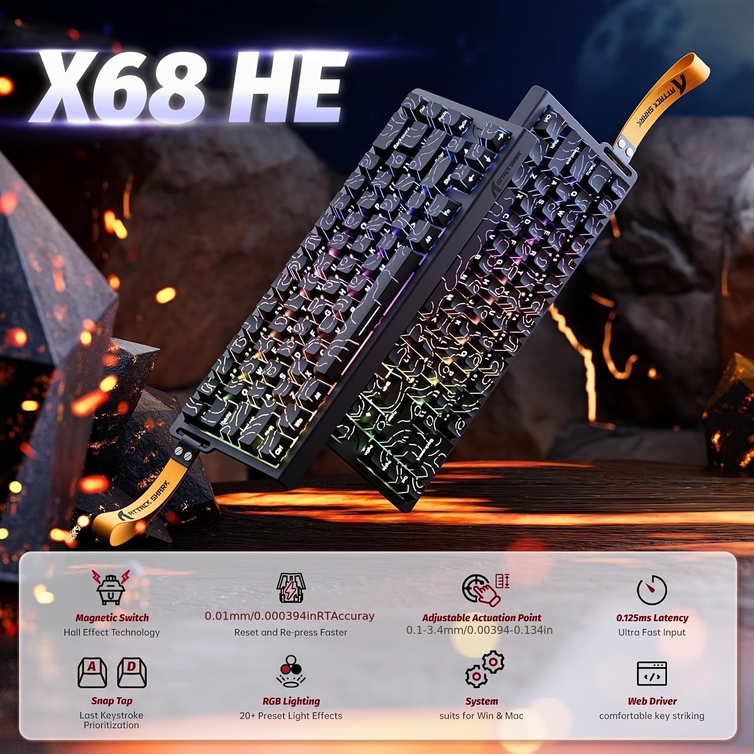 ATTACK SHARK X68 HE Mechanical Gaming Keyboard