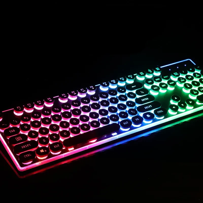 Forerunner Gx60 Punk Manipulator Feel Glowing Retro Gaming Computer Usb Wired Chicken Keyboard Wholesale