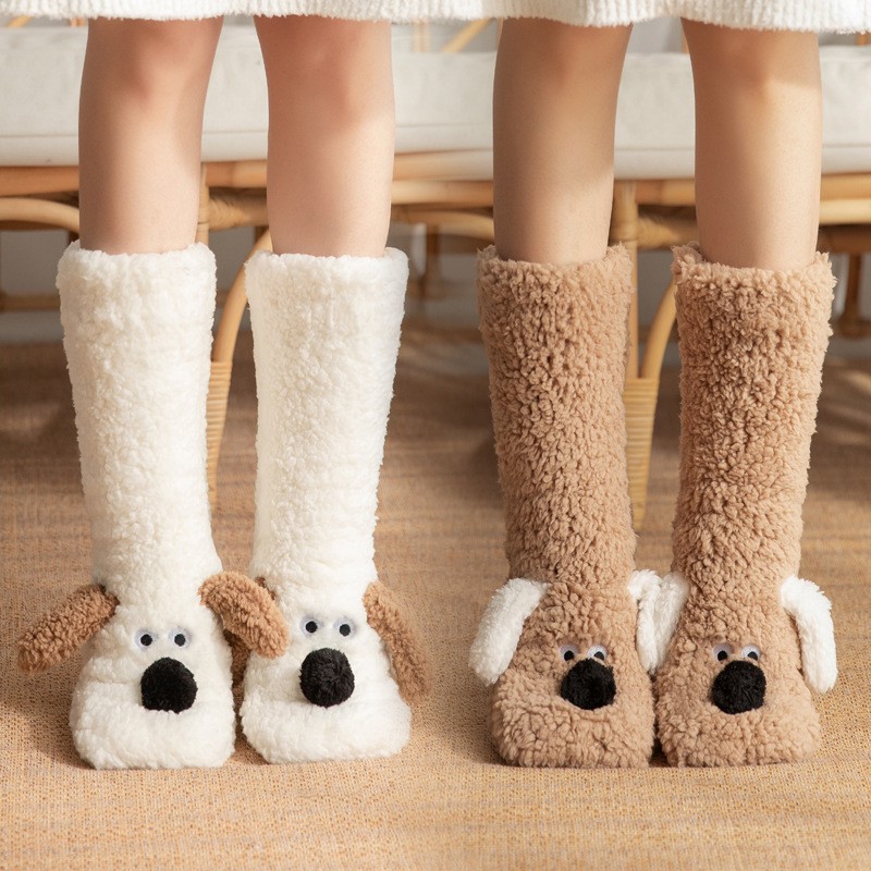 Cute Cartoon Dog Floor Socks  Cozy Winter Warmth with Playful Personality