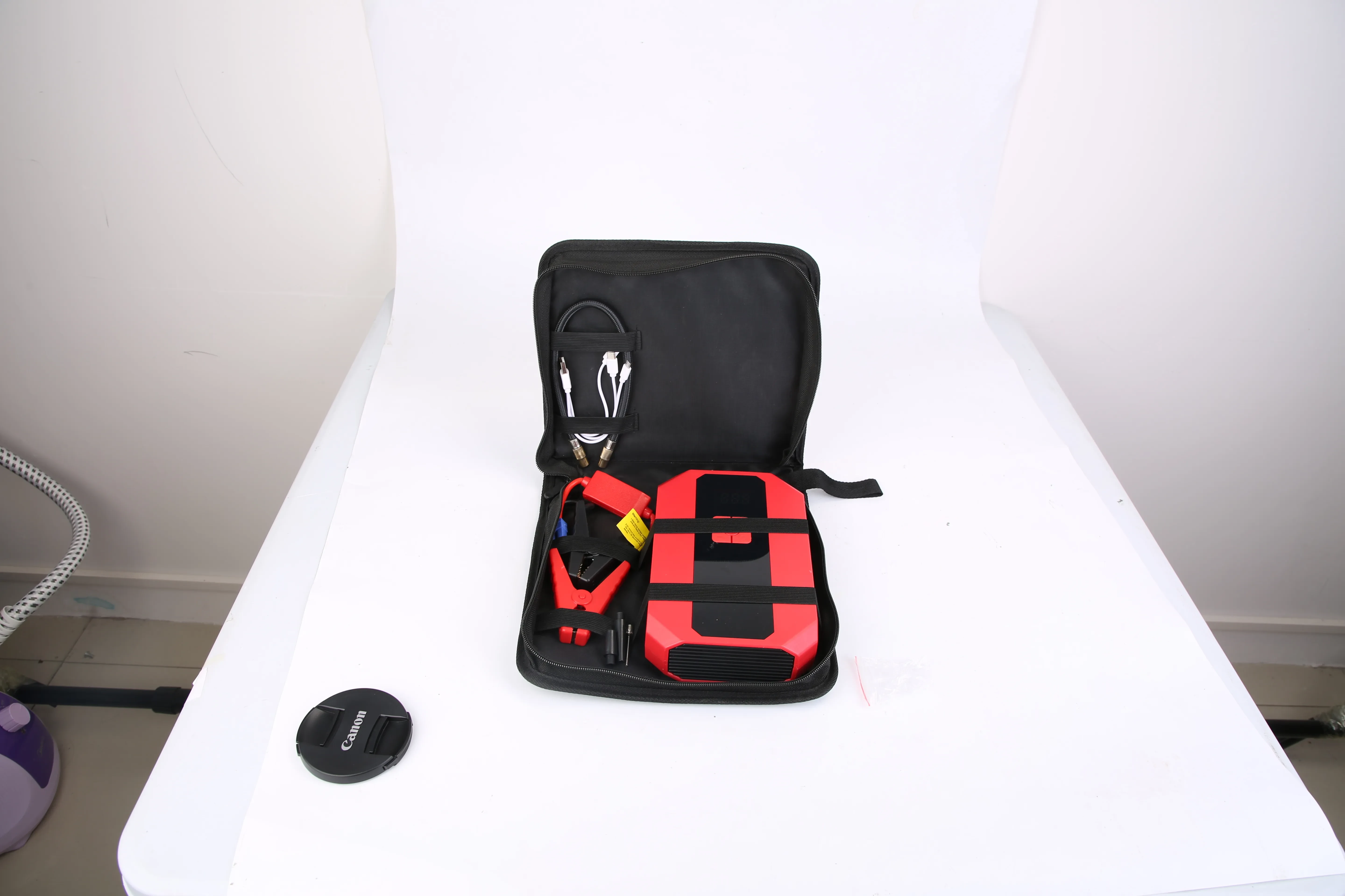 1Pc Portable Car Jump Starter Air Compressor 1500A 400PSI Car Battery Charger Jump Starter Power Bank LED Flashlight Digital Tire Inflator For 4.0L Gasoline Or 2.0L Diesel Engine