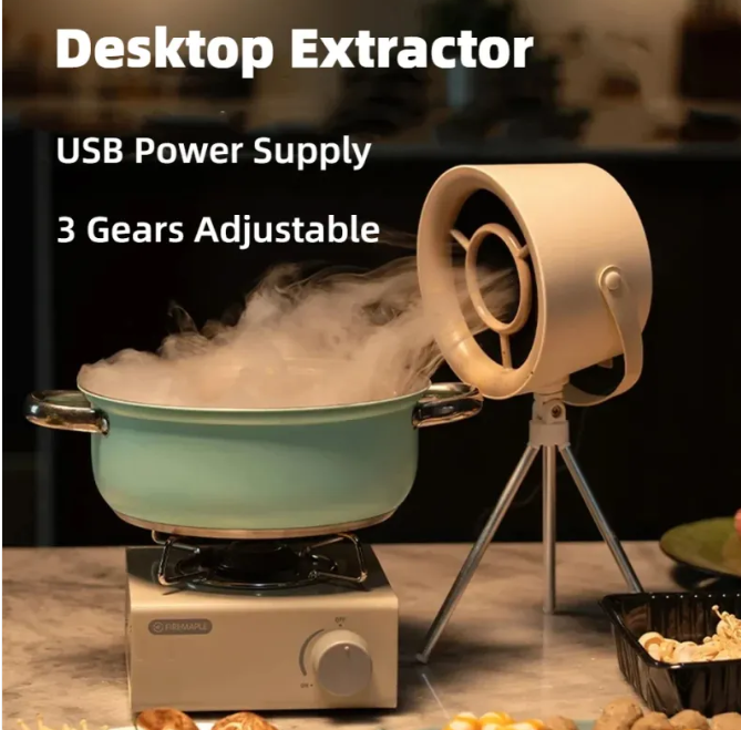 New Portable Desktop Exhaust Fan  Mini Kitchen Hood Extractor with USB Charging