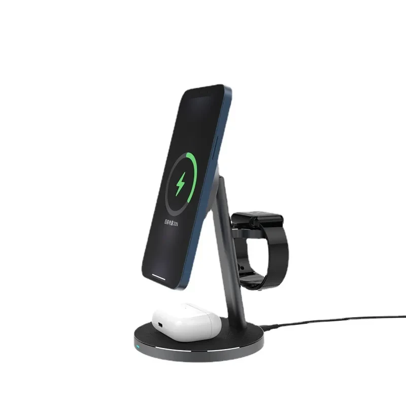Three-in-one magnetic wireless charger for Apple