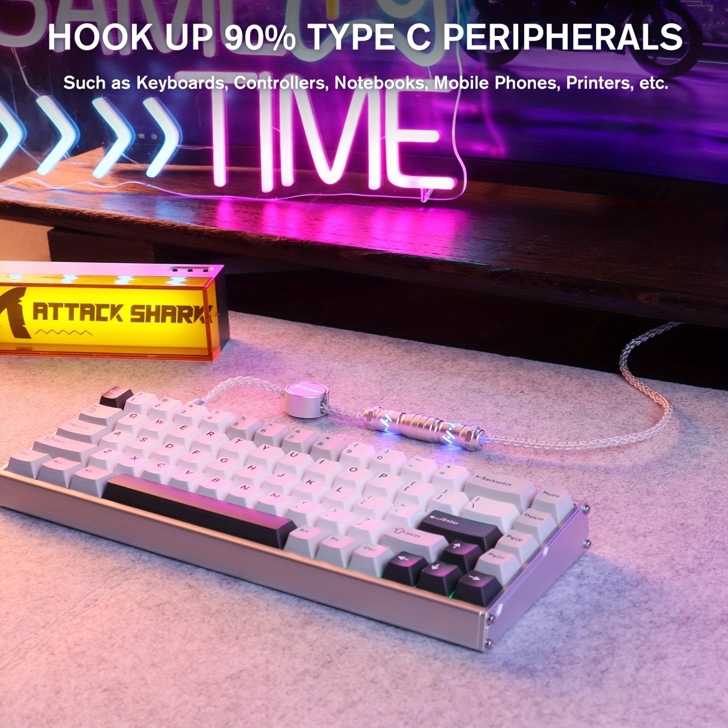 ATTACK SHARK C07 RGB Cable  Magnetic, Smart, and Stylish Power for NZ Setups