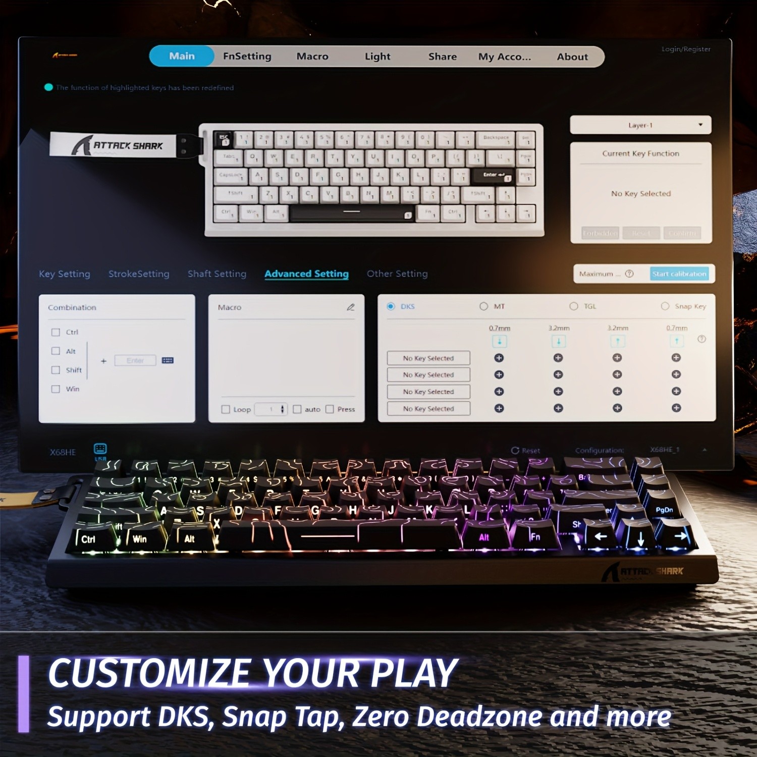 ATTACK SHARK X68 HE 8KHz Rapid Trigger Keyboard  Extreme Speed and Precision for NZ Gamers