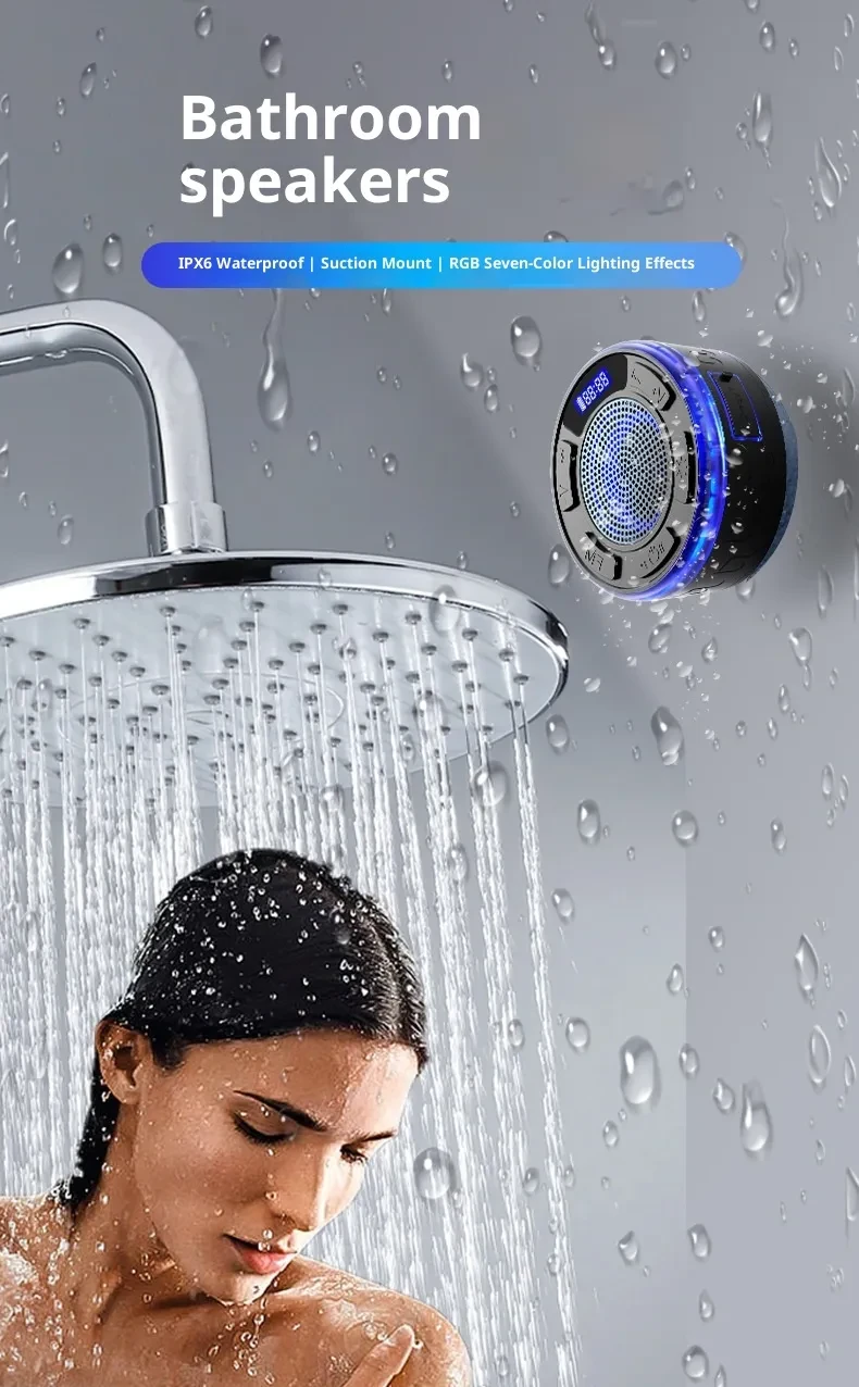 Bluetooth Speaker Bathroom Waterproof Large Suction Cup Mini Wireless Home