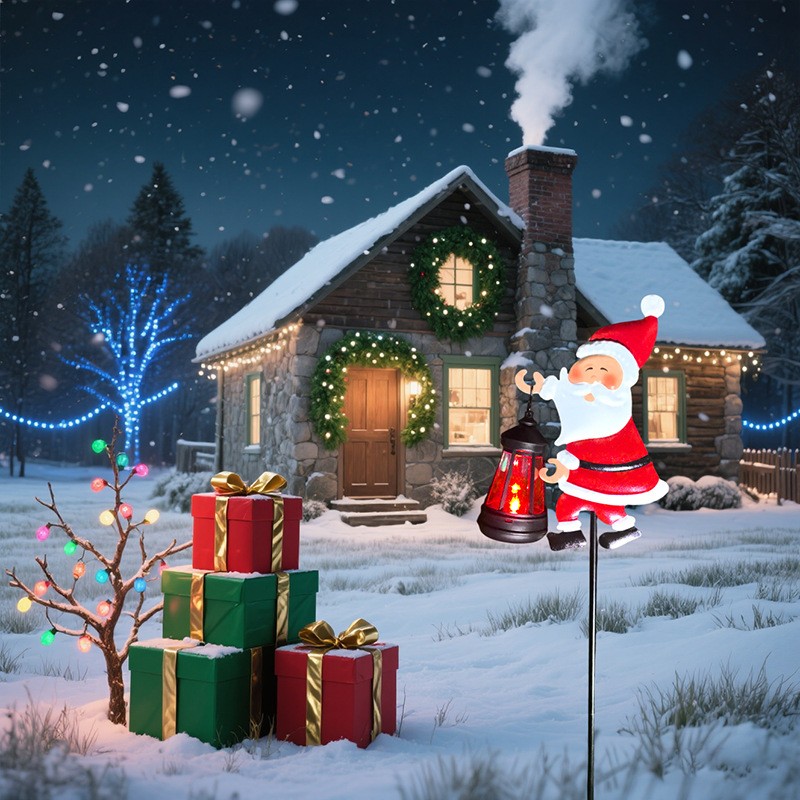 SantaGlow Christmas Solar Kettle Lights  Outdoor Garden LED Pouring Kettle Decor