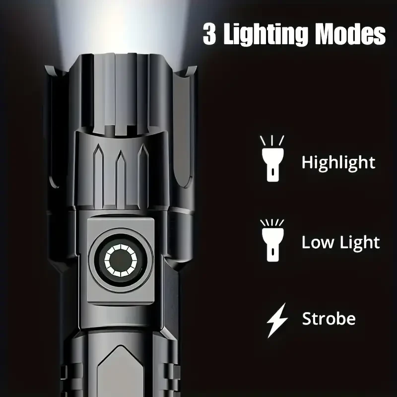 HOTU Ultra-Bright LED Flashlight  Rechargeable, High Lumens & Compact Power for Every Situation