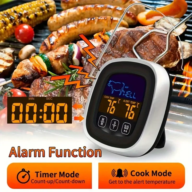 HOTU Digital Meat Thermometer  Precision Cooking with Touch Screen & Timer