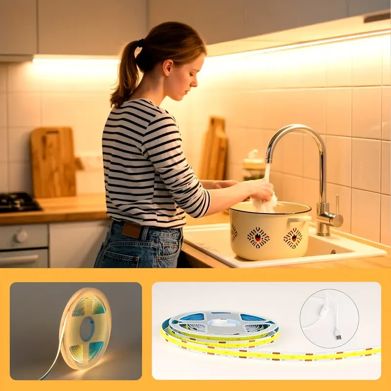 HOTU Thin COB LED Strip Light  Flexible, USB-Powered & Dotless Modern Lighting