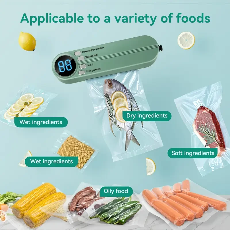 HOTU Portable Food Sealer  1200mAh Rechargeable Multi-Function Vacuum Sealing System