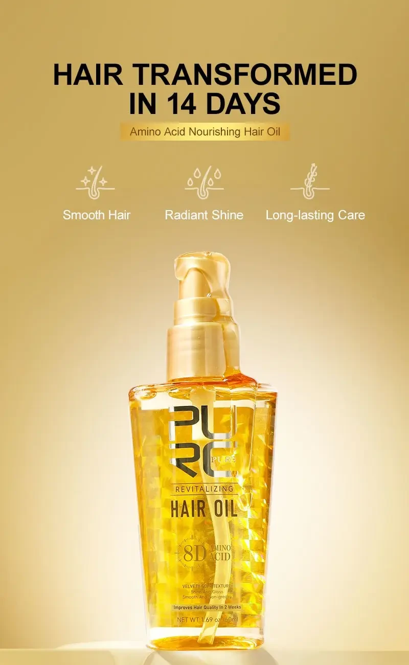 PURC Summer Amino Acid Hair Care Oil  Smoothing, Non-Greasy Marula & Argan Oil Formula