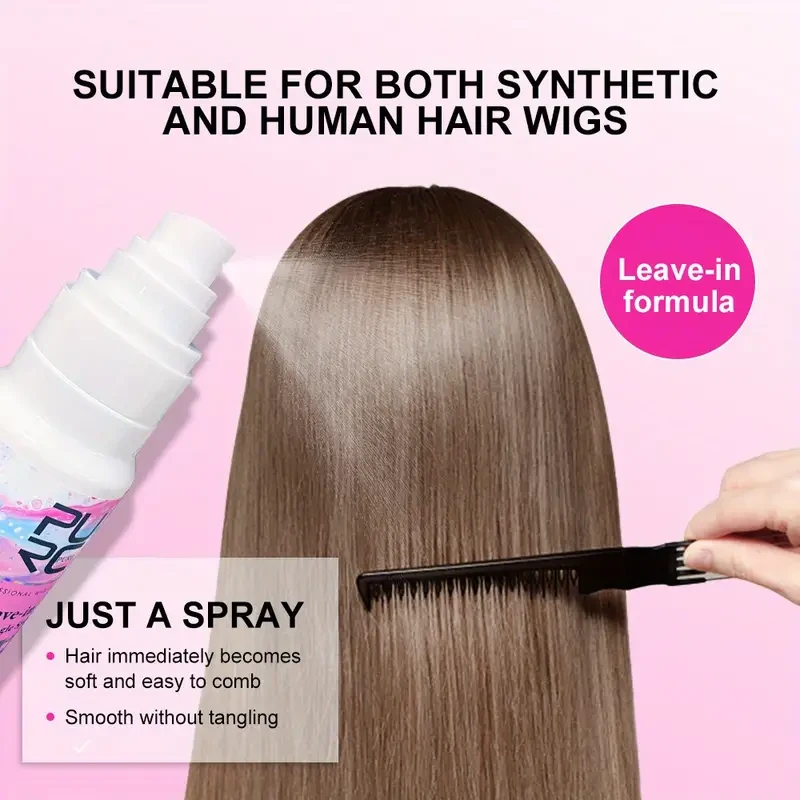 PURC Wig Care Spray  Leave-In Softener for Dry, Tangled & Synthetic Wigs