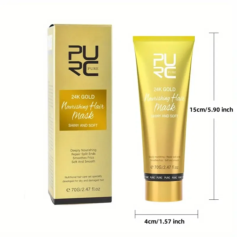 PURC 24K Golden Hair Mask  Luxurious Argan Oil Treatment for Smooth, Moisturised & Frizz-Free Hair