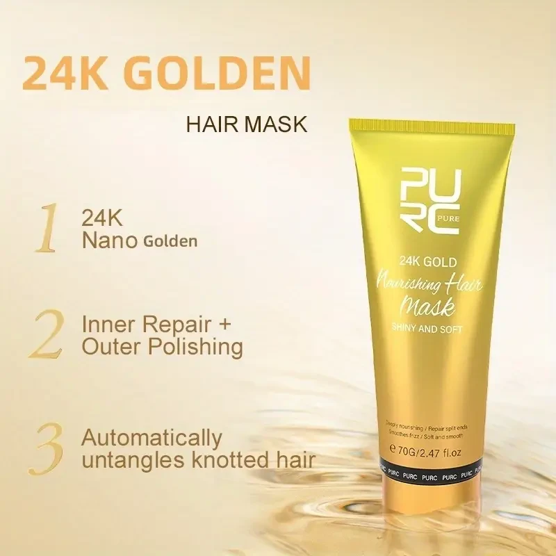 PURC 24K Golden Hair Mask  Luxurious Argan Oil Treatment for Smooth, Moisturised & Frizz-Free Hair