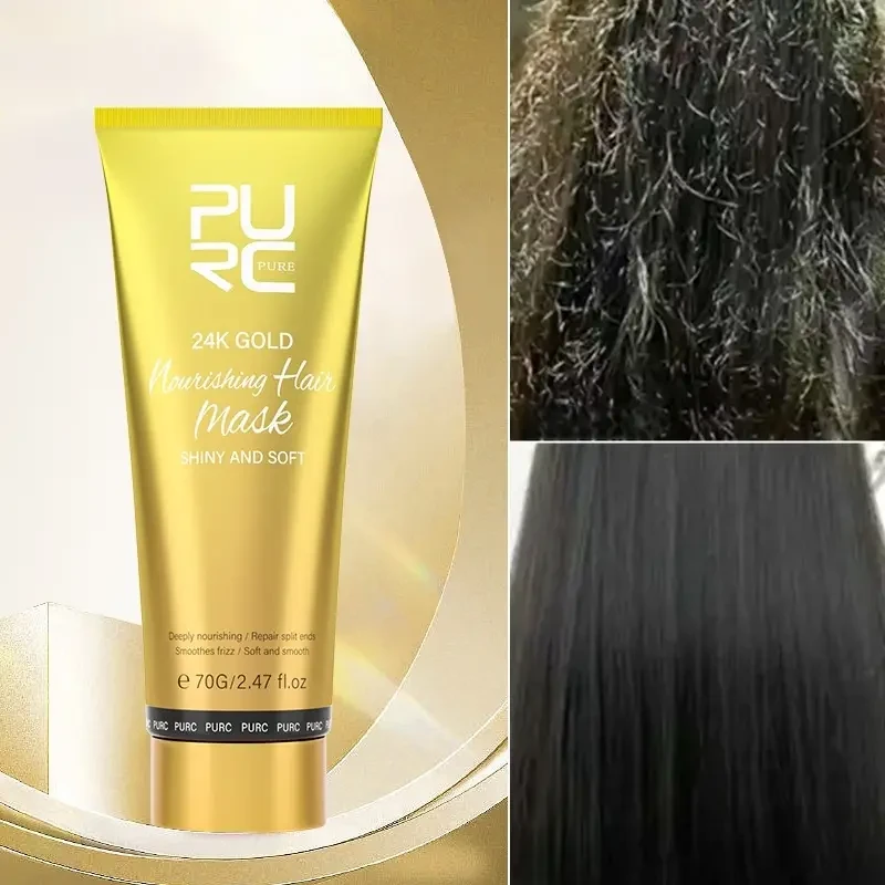 PURC 24K Golden Hair Mask  Luxurious Argan Oil Treatment for Smooth, Moisturised & Frizz-Free Hair