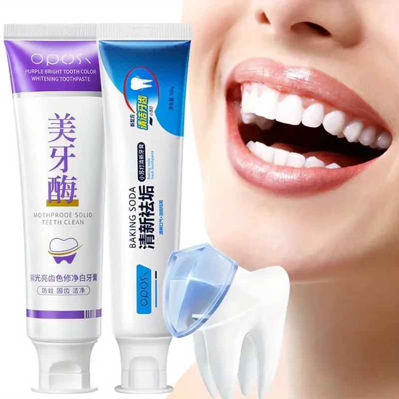 OPOSI Baking Soda & Peppermint Toothpaste  Probiotic 2-Pack Deep Cleaning & Whitening Formula