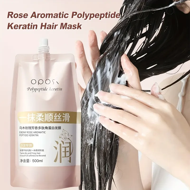 OPOSI Ebony Rose Aromatic Peptide Keratin Hair Mask Professional Softening, Smoothing & Hydrating Treatment (500ml)