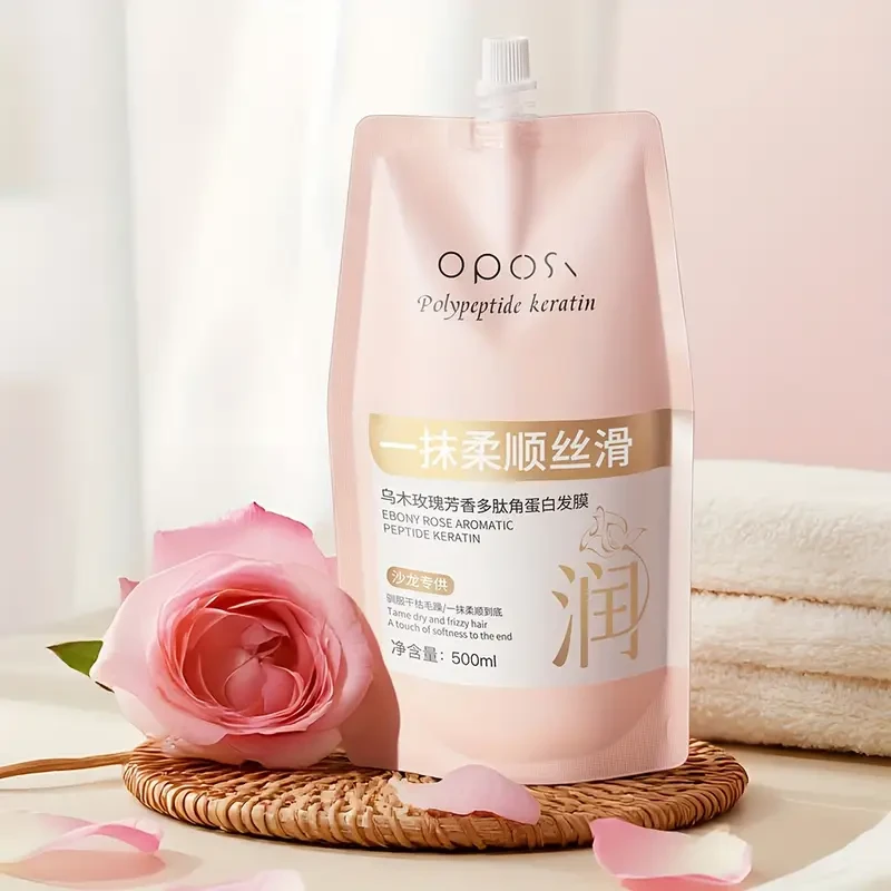 OPOSI Ebony Rose Aromatic Peptide Keratin Hair Mask Professional Softening, Smoothing & Hydrating Treatment (500ml)