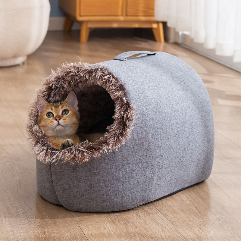 CozyCave Winter Warm Pet Bed  Enclosed Soft Cave for Dogs & Cats