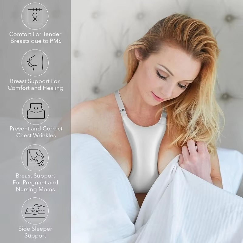 SilkRest Breast Support Pillow  Anti-Wrinkle Chest Pillow for Side Sleeping