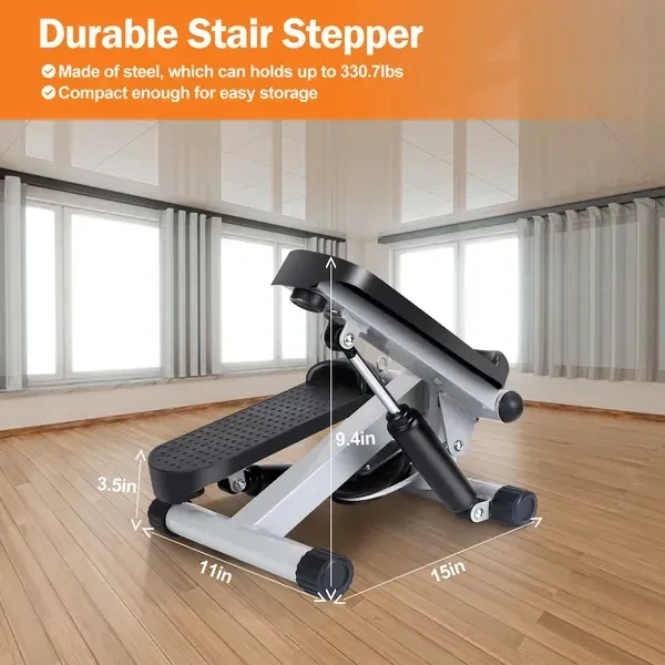 Stepper For Exercise Mini Fitness Stepper With 2 Resistance Bands LCD Monitor Max 330.7LBS Load Stair Stepper Quiet Stepper