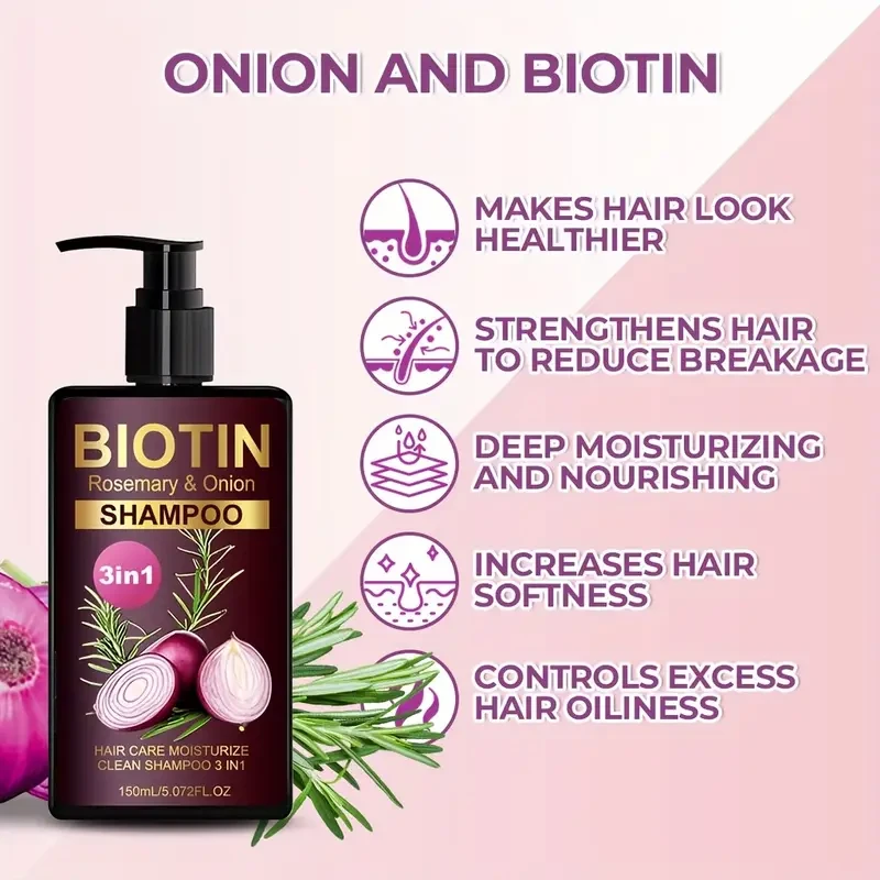 LANEMAY Biotin, Rosemary & Onion 3-in-1 Shampoo  Deep Clean, Moisturise & Strengthen