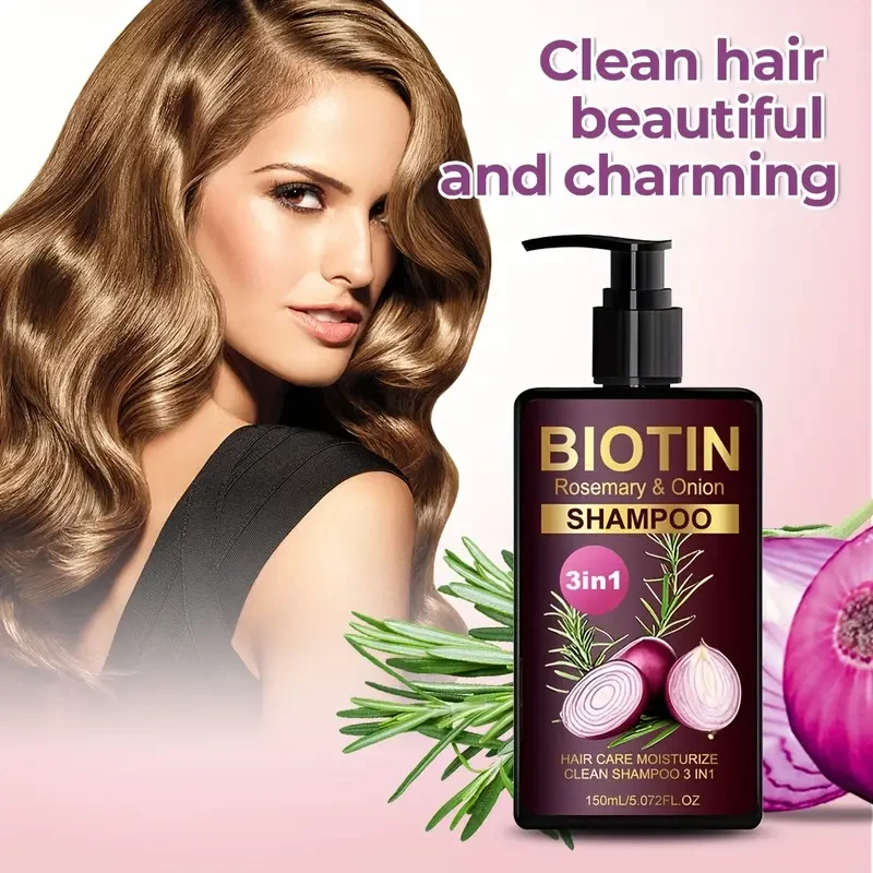 LANEMAY Biotin, Rosemary & Onion 3-in-1 Shampoo  Deep Clean, Moisturise & Strengthen