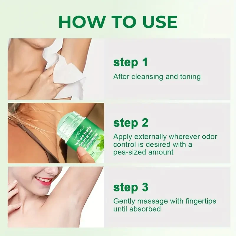 LANEMAY Whole Body Deodorant  72H Freshness with Mint Scent & Gentle Skin Care