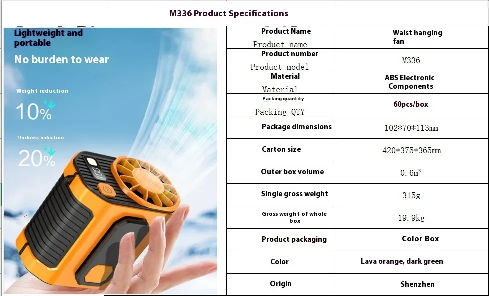 Wrist Hanging Fan Outdoor Camping Fan Portable