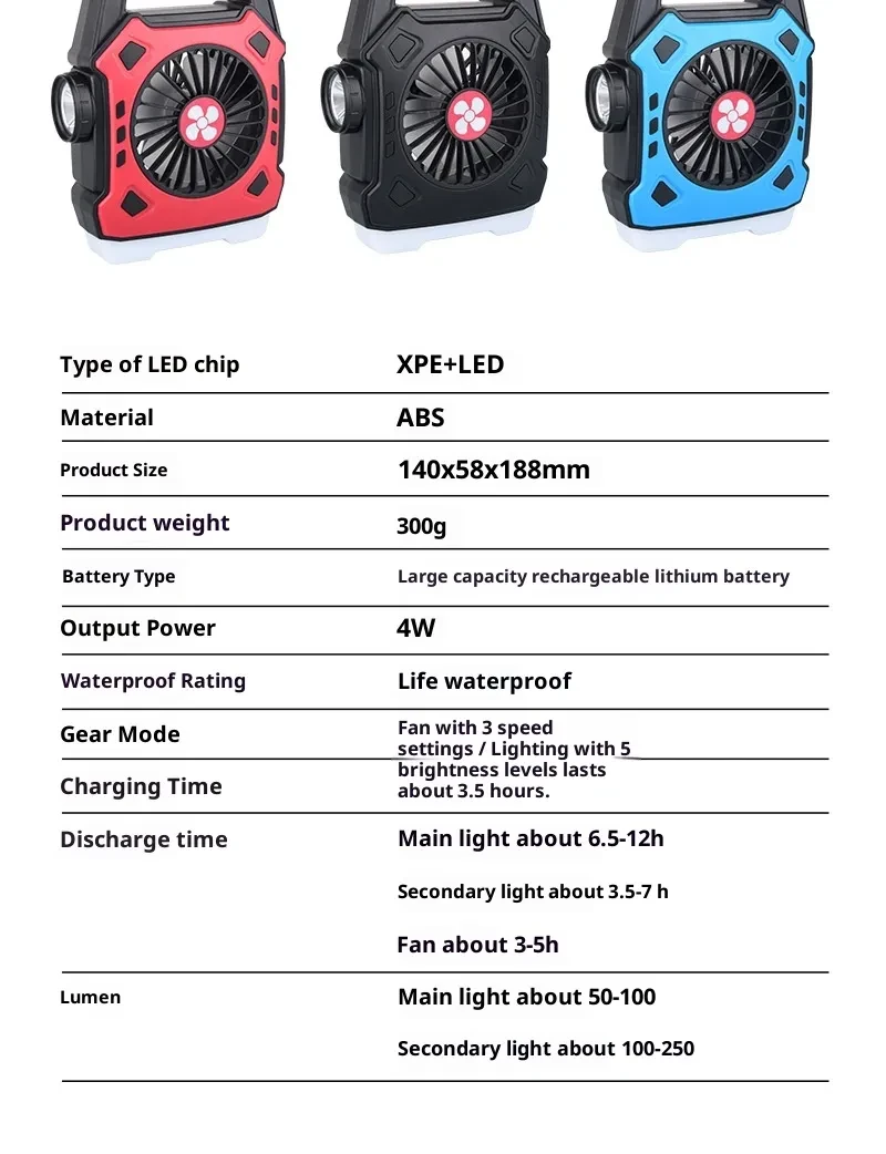 Multi-function Fan Light Hand Lamp Portable With Fast Charging